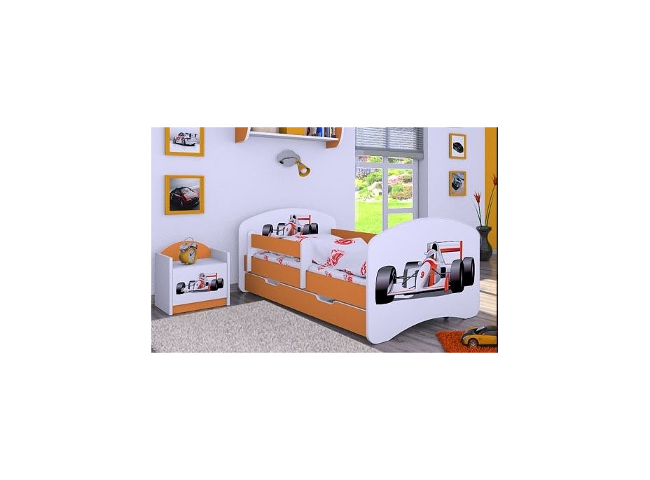 Detská posteľ so zásuvkou 180x90cm FORMULA F1 - oranžová