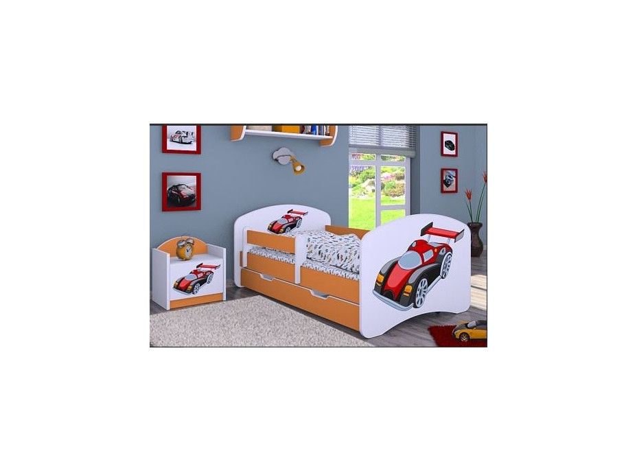 Detská posteľ so zásuvkou 180x90cm SUPER FORMULE - oranžová