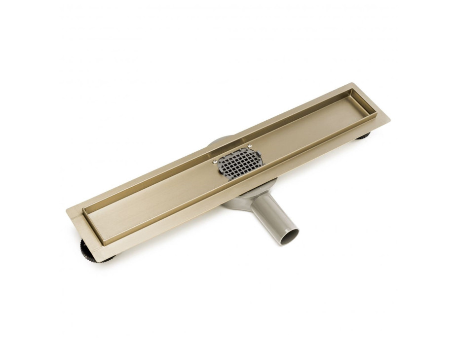 Odtokový sprchový žľab MAXMAX Rea NEO 2v1 PRO - svetlo zlatý zrkadlový - s otočným sifónom