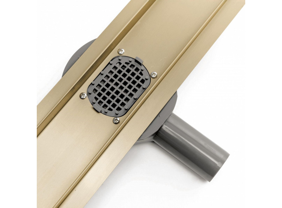 Odtokový sprchovací žľab maxmax Rea NEO 2v1 PRO - svetle zlatý zrkadlový - s otočným sifónom
