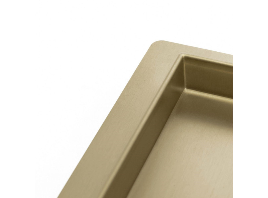 Odtokový sprchový žľab MAXMAX Rea NEO 2v1 PRO - svetlo zlatý zrkadlový - s otočným sifónom