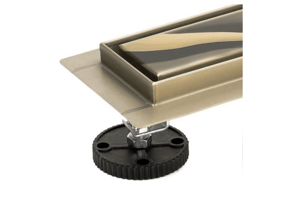 Odtokový sprchový žľab MAXMAX Rea NEO 2v1 PRO - svetlo zlatý zrkadlový - s otočným sifónom