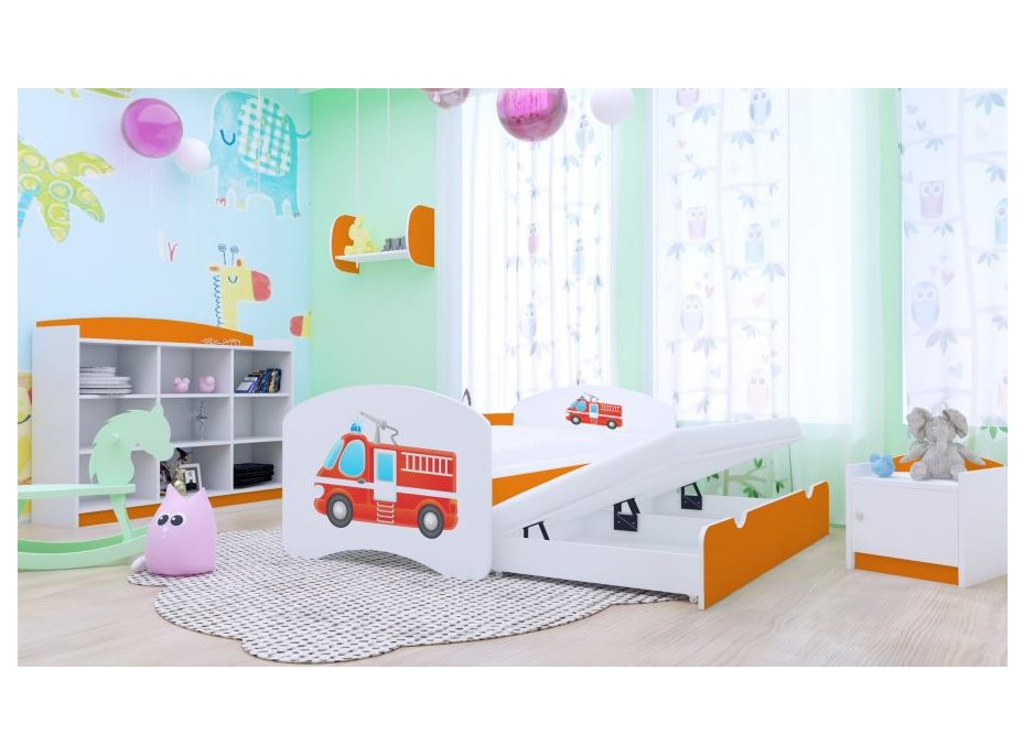Detská posteľ pre DVA (s výsuvným lôžkom) 180x90 cm - HASIČI
