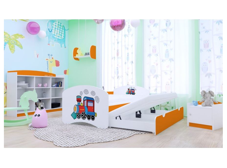 Detská posteľ pre DVA (s výsuvným lôžkom) 200x90 cm - SUPER LOKOMOTIVA