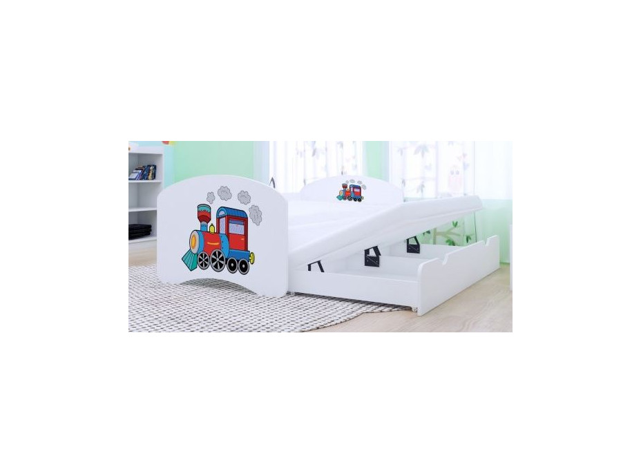 Detská posteľ pre DVA (s výsuvným lôžkom) 180x90 cm - SUPER LOKOMOTIVA