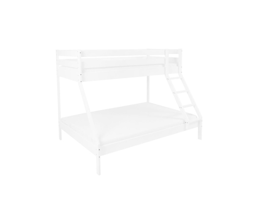 Detská poschodová posteľ s rozšíreným spodným lôžkom z MASÍVU BUK - MAXIM 200x90cm - biela