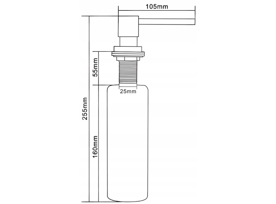 Hranatý dávkovač 320 ml na zabudovanie do drezu - béžový prskaný, 6605320-69