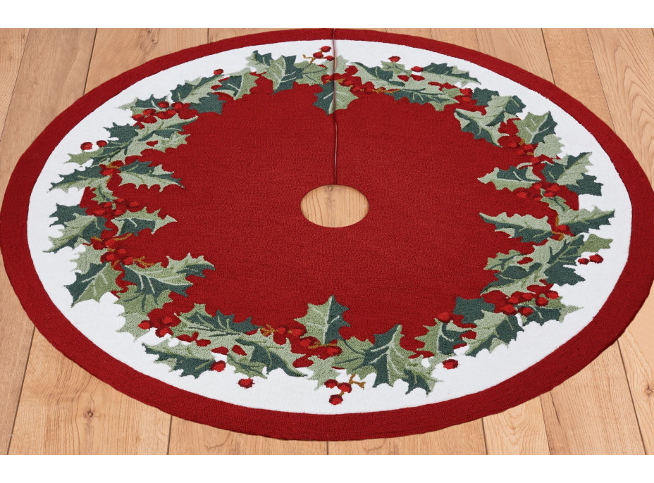 Vianočná podložka pod stromček HOLLY BERRY - 90 cm - červená