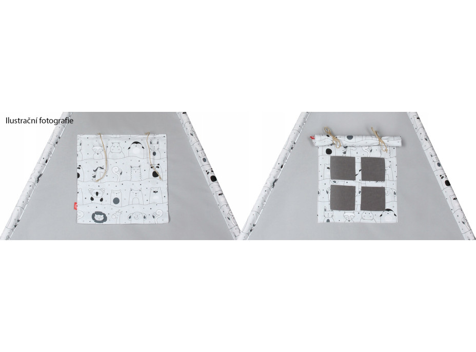 Detský stan TEEPEE (TÍPÍ) ZVIERATÁ s doplnkami - Les - šedo/modrý