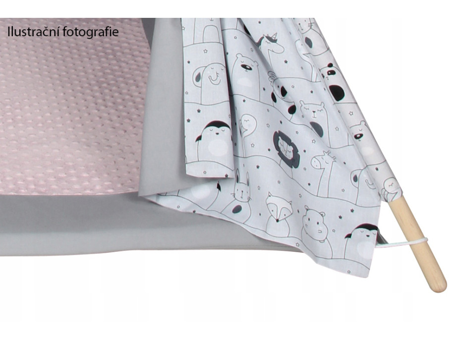 Detský stan TEEPEE (TÍPÍ) ZVIERATÁ s doplnkami - Les - šedo/modrý