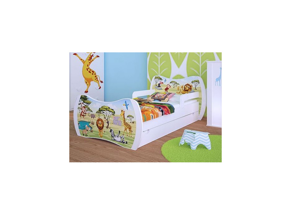 Detská posteľ so zásuvkou 180x90cm SAFARI PÁRTY + matrace ZADARMO!