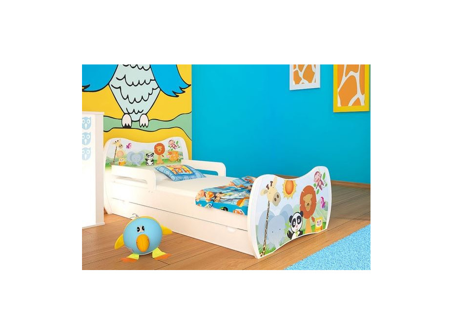 Detská posteľ so zásuvkou 180x90cm ZVIERATKÁ + matrace ZADARMO!