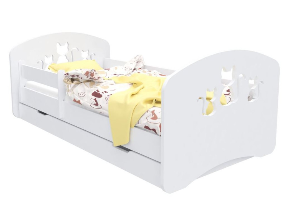 Detská posteľ so zásuvkou 180x90 cm s výrezom mačičkou + matrace ZADARMO!