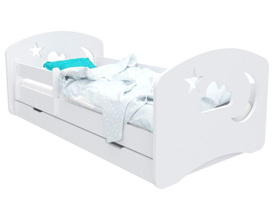 Detská posteľ so zásuvkou 180x90 cm s výrezom NOČNÝ OBLOHA + matrace ZADARMO!