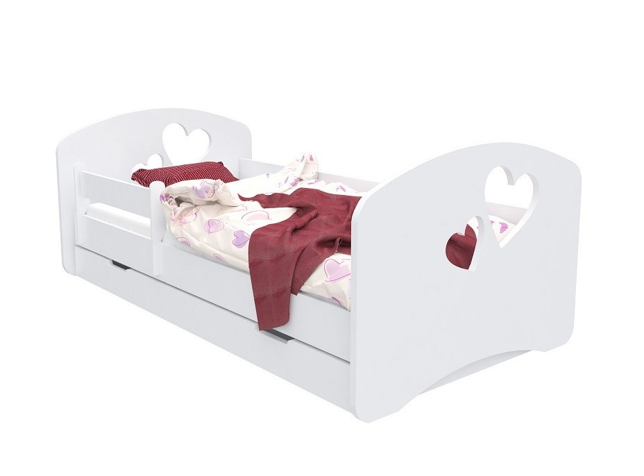 Detská posteľ so zásuvkou 180x90 cm s výrezom SRDIEČKA + matrace ZADARMO!