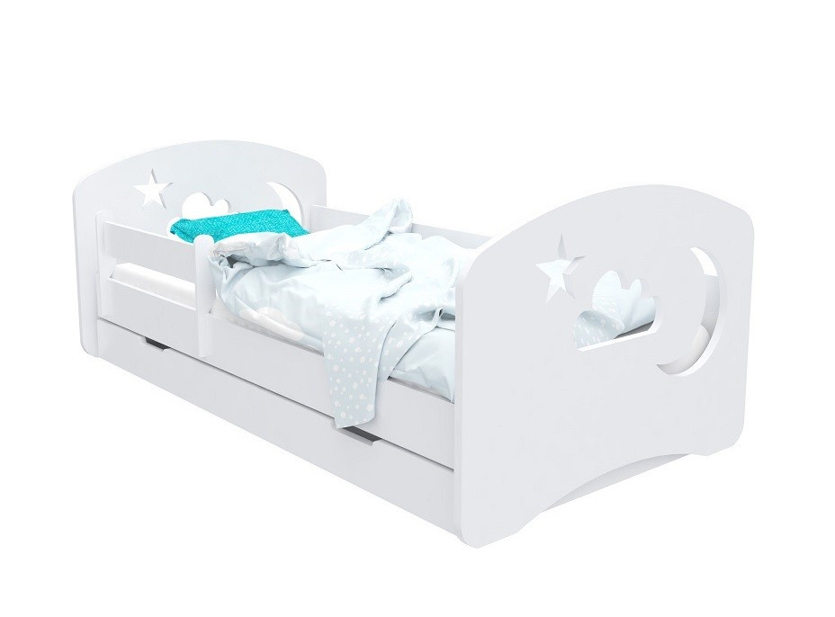 Detská posteľ so zásuvkou 190x90 cm s výrezom NOČNÝ OBLOHA + matrace ZADARMO!
