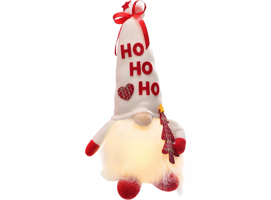 Vianočný LED škriatok 36 cm - "HO HO HO"