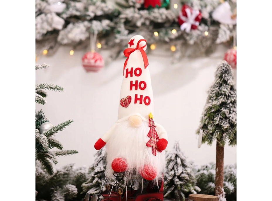 Vianočný LED škriatok 36 cm - "HO HO HO"