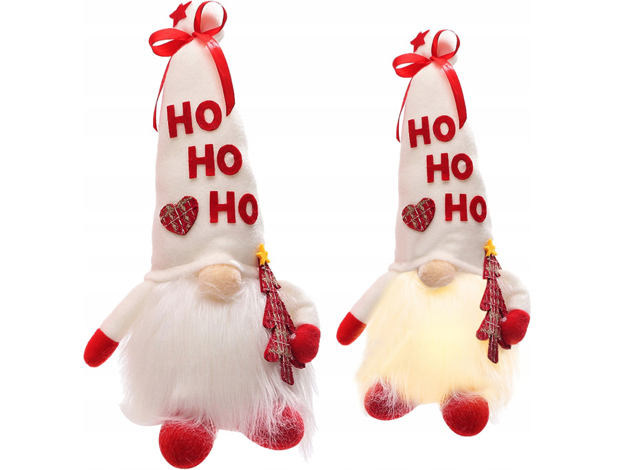 Vianočný LED škriatok 36 cm - "HO HO HO"