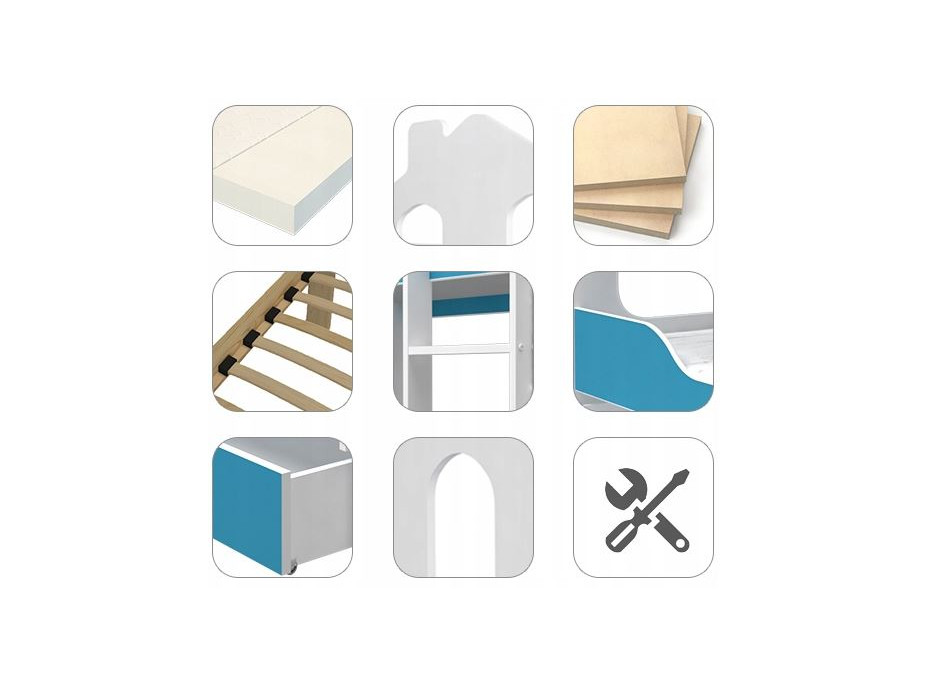 Detská domčeková posteľ so šuplíkom Dominik ZELENÁ - 160x80 cm + 2 ks matrace ZADARMO