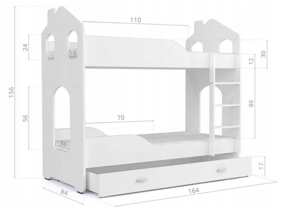 Detská domčeková posteľ so šuplíkom Dominik ZELENÁ - 160x80 cm + 2 ks matrace ZADARMO