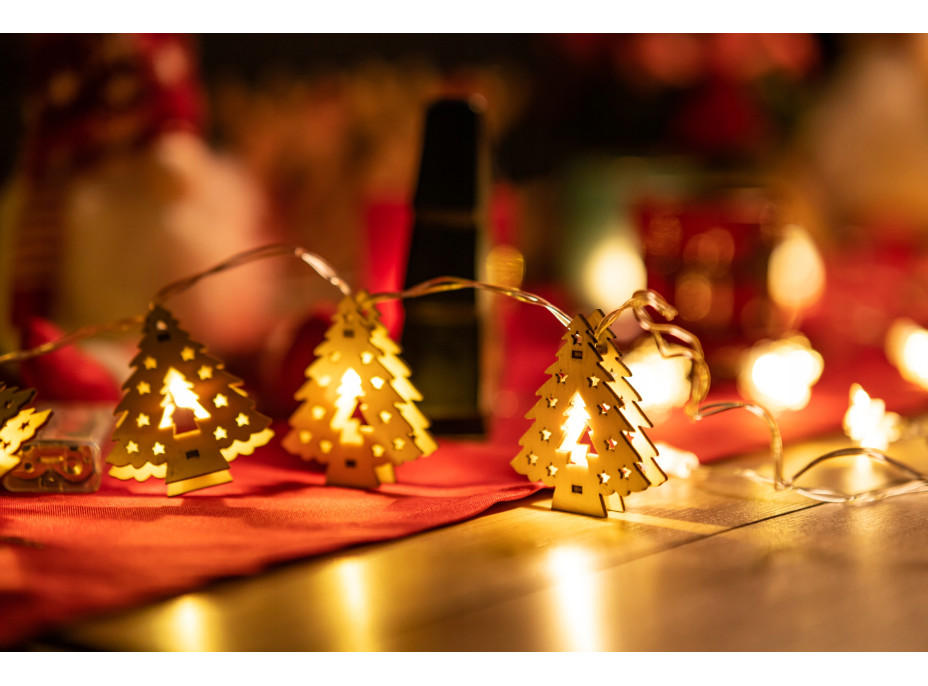Vianočné svietiace LED stromčeky - drevené - 10 ks - 120 cm