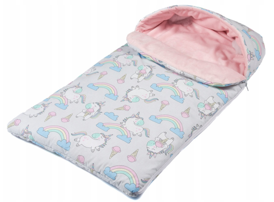 Spací vak do kočíka 80x40 cm TheBaby - Jednorožce/ružový
