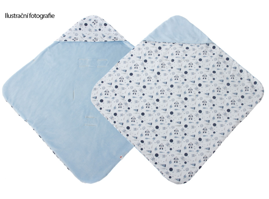 Zavinovačka s kapucňou do autosedačky 90x90 cm TheBaby - JELENE ŠEDÁ/RUŽOVÁ