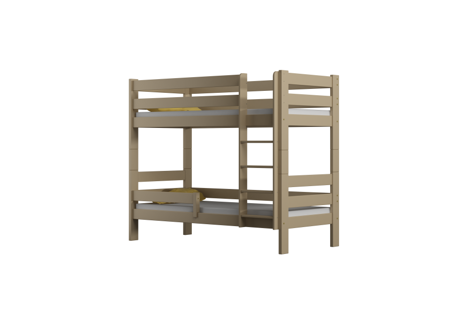 Detská poschodová posteľ z masívu GABI - 160x80 cm - biela so zelenými šuplíkmi + MATRACE