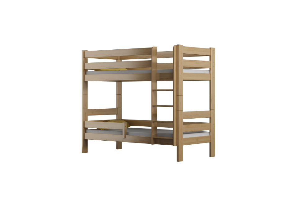 Detská poschodová posteľ z masívu GABI - 160x80 cm - biela so zelenými šuplíkmi + MATRACE