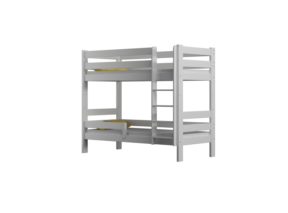 Detská poschodová posteľ z masívu GABI - 160x80 cm - biela so zelenými šuplíkmi + MATRACE