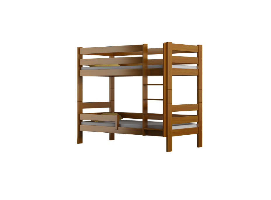 Detská poschodová posteľ z masívu GABI - 160x80 cm - biela so zelenými šuplíkmi + MATRACE