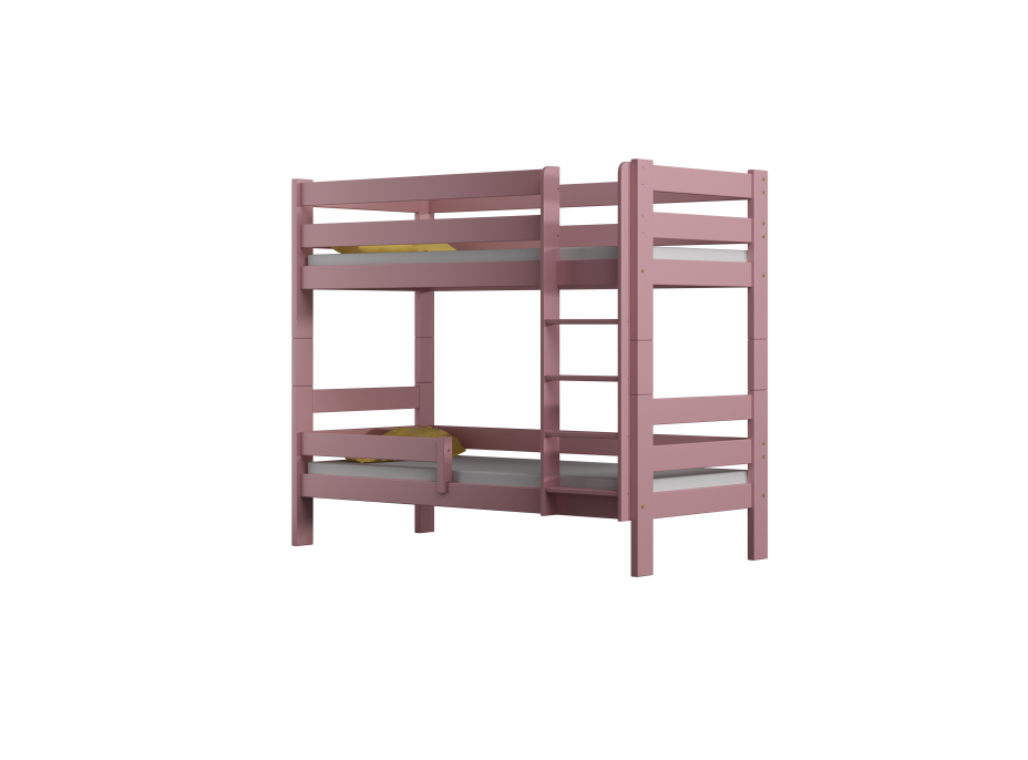 Detská poschodová posteľ z masívu GABI - 160x80 cm - biela so zelenými šuplíkmi + MATRACE