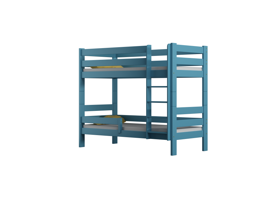 Detská poschodová posteľ z masívu GABI - 160x80 cm - biela so zelenými šuplíkmi + MATRACE