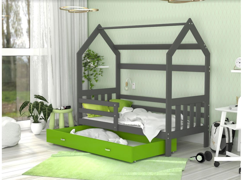 Detská domčeková posteľ DOMEK P - 160x80 cm - šedá