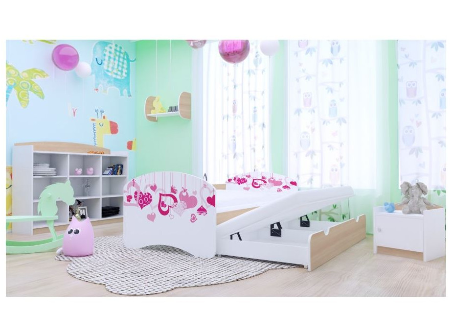 Detská posteľ pre DVOCH (s výsuvným lôžkom) 180x90 cm - FALL IN LOVE