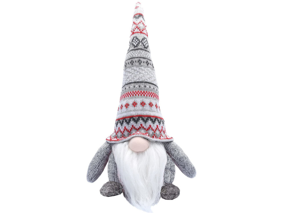Vianočný škriatok 33 cm - šedý s farebnou čiapkou