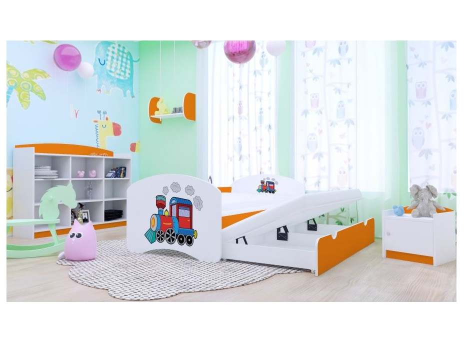 Detská posteľ pre DVOCH (s výsuvným lôžkom) 180x90 cm - SUPER LOKOMOTÍVA