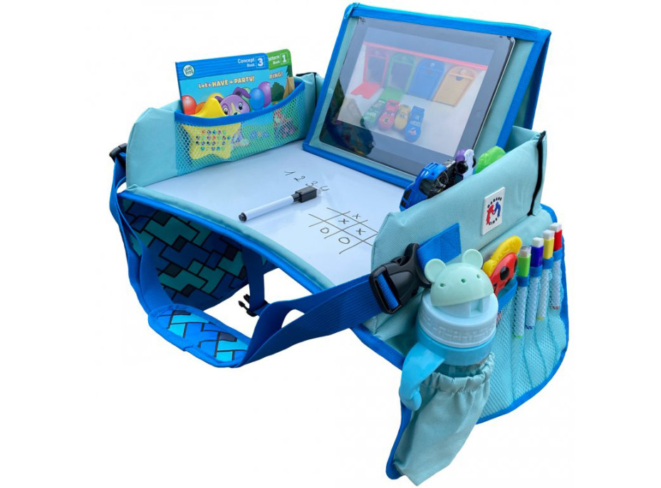 Detský multifunkčný cestovný stolček s kresliacou tabuľou - modrý