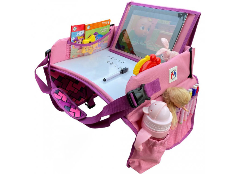 Detský multifunkčný cestovný stolček s kresliacou tabuľou - ružový
