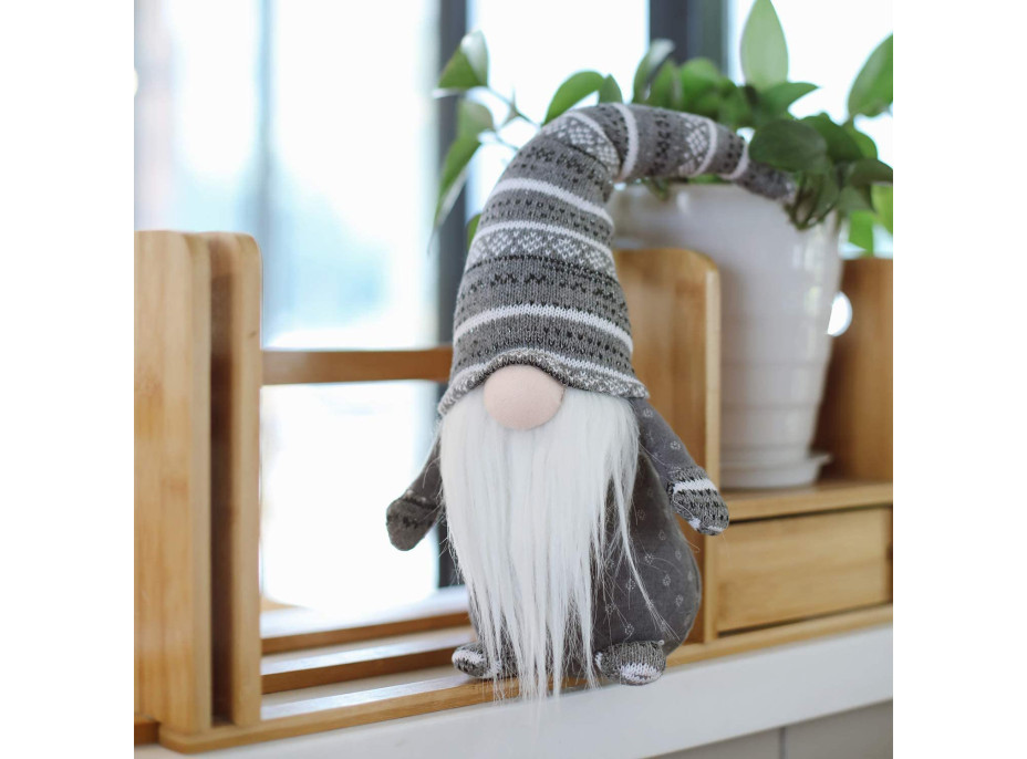 Vianočný škriatok 49 cm - škandinávsky - šedý