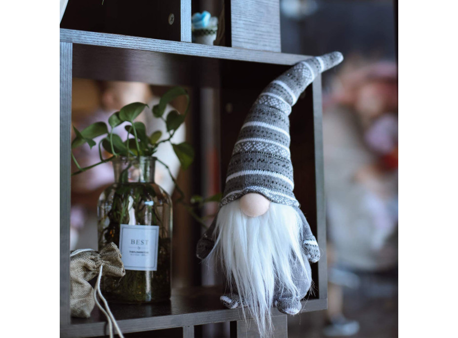 Vianočný škriatok 49 cm - škandinávsky - šedý