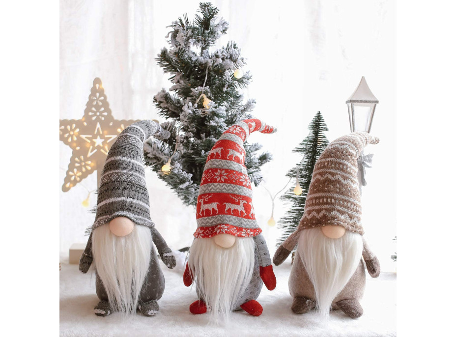 Vianočný škriatok 49 cm - škandinávsky - šedý