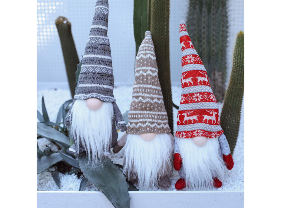 Vianočný škriatok 49 cm - škandinávsky - šedý