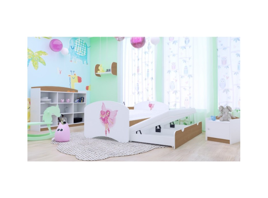 Detská posteľ pre DVOCH (s výsuvným lôžkom) 160x80 cm - VÍLA A SRDIEČKO