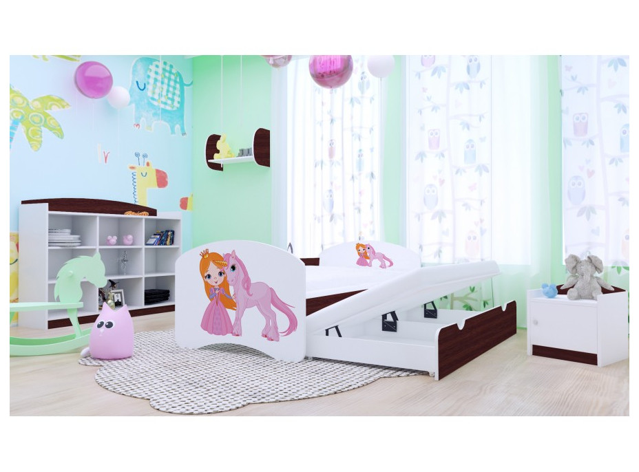 Detská posteľ pre DVA (s výsuvným lôžkom) 200x90 cm - PRINCEZNA A Jednorožec