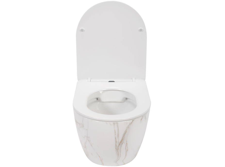 Závesné WC MAXMAX Rea CARLOS RIMLESS AIAX - svetlo béžové - imitácia kameňa + Duroplast sedátko flat