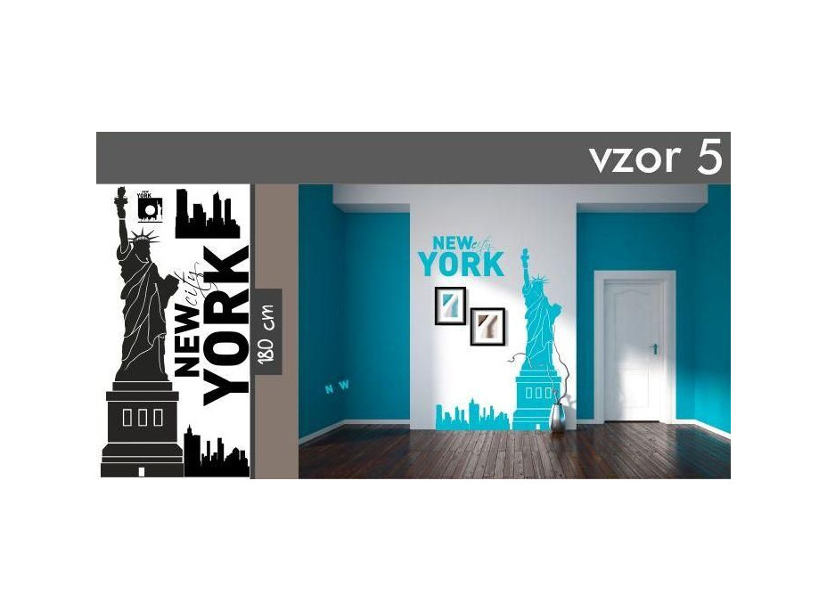 Samolepky na stenu MESTA XXL color - NEW YORK CITY - svetlo modrá