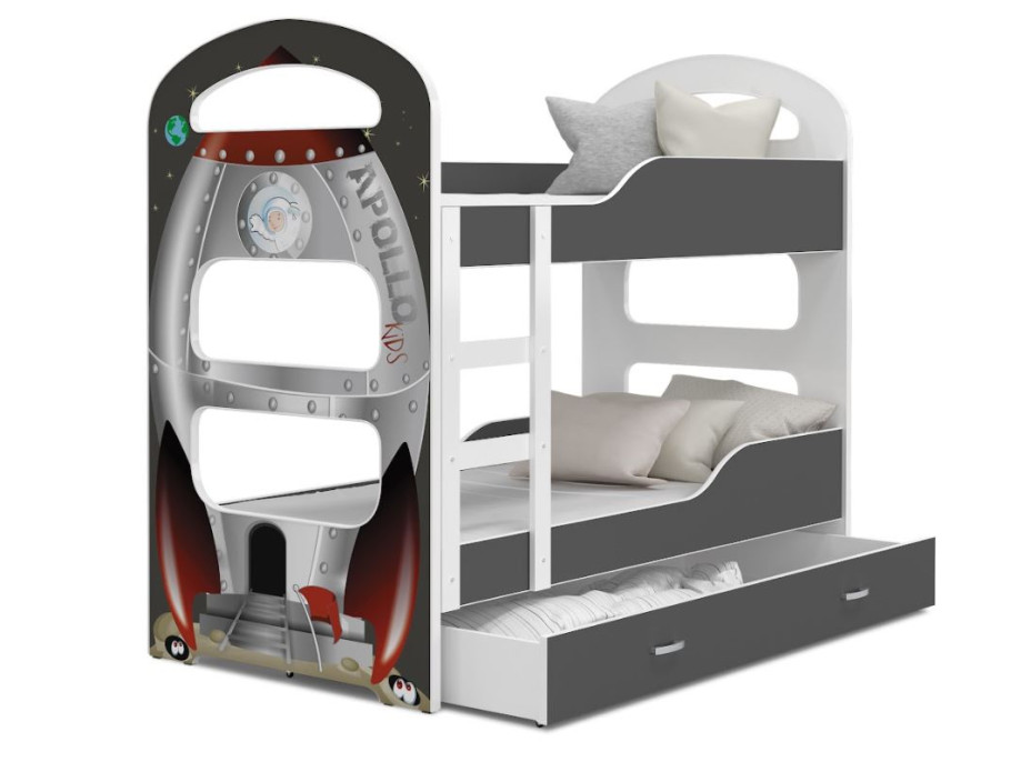Detská poschodová posteľ Dominik Q - 160x80 cm - RAKETA