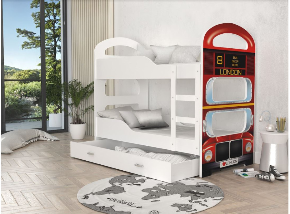 Detská poschodová posteľ Dominik Q - 190x80 cm - LONDON BUS